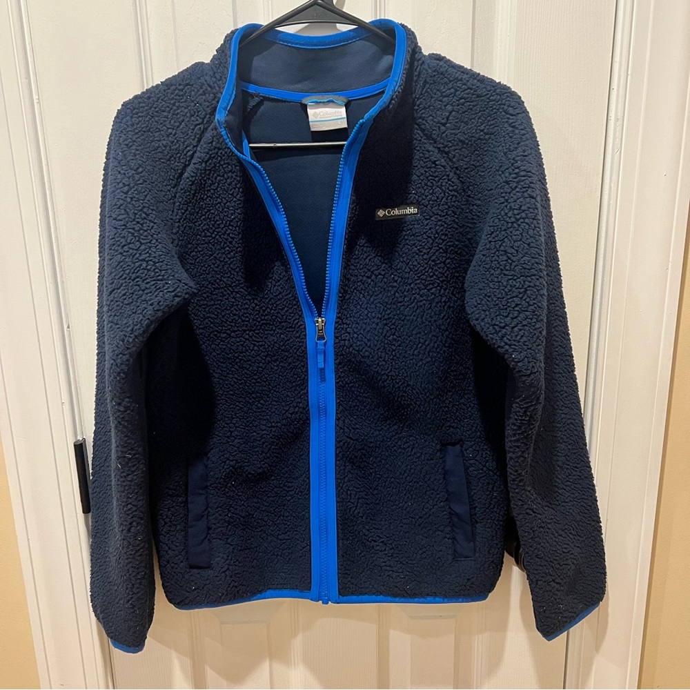 Columbia Kids Sherpa Jacket - Dark Blue with Bright Blue Trim